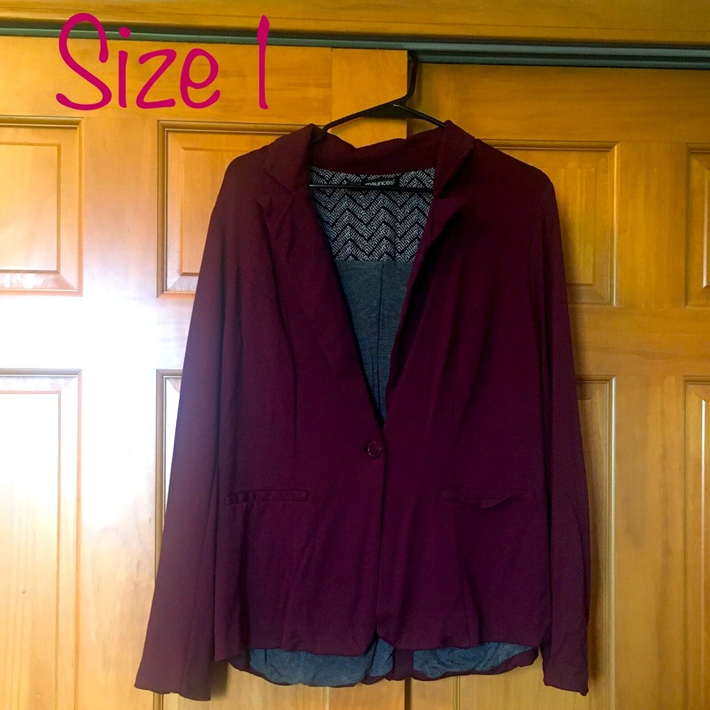 Maurices Maroon Blazer Sz 1 Plus